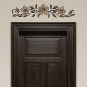 Floral and Espresso Wood Over The Door Metal Wall decor (Pack of 1)