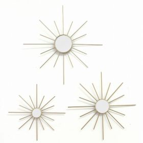 S 3 Gold Mirror Burst Metal Wall decor (Pack of 1)