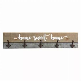 Distressed Home Sweet Home Wood Coat Rack Wall Hanging (Pack of 1)