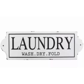 Wash Dry Fold Metal Laundry Wall decor (Pack of 1)