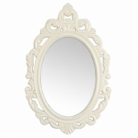 Glossy White Oval Glass Wall Mirror (Pack of 1)