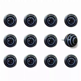 1.5" x 1.5" x 1.5" Black and Light Blue- Knobs 12-Pack (Pack of 1)