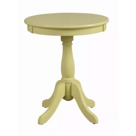 Light Yellow Solid Wooden Pedestal Side Table (Pack of 1)