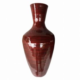 29.5" Red Lacquer Spun Bamboo Floor Vase (Pack of 1)