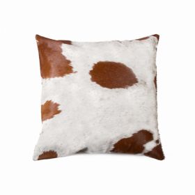 18" x 18" x 5" White And Brown Cowhide - Pillow (Pack of 1)