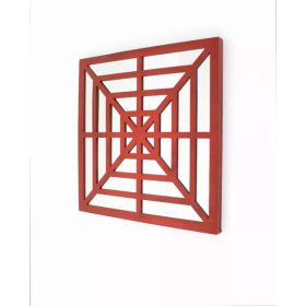 1.25" x 23.25" x 23.25" Red Mirrored Wooden  Wall decor (Pack of 1)
