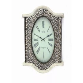 20" x 30.5" x 2.5" Brown & White Vintage  Wall Clock (Pack of 1)