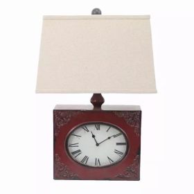 7" x 7" x 22" Red, Vintage, Metal Clock Base - Table Lamp (Pack of 1)