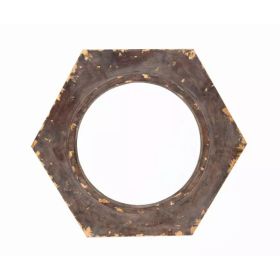 23.5" x 27" x 3.5" Bronze, Vintage Round, Hexagon Frame - Cosmetic Mirror (Pack of 1)