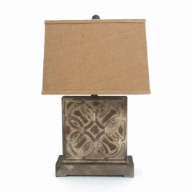 4.75" x 11.75" x 24.75" Brown, Vintage with Khaki Linen Shade - Table Lamp (Pack of 1)