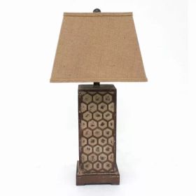 7" x 7" x 28.5" Brown, Industrial With Honeycombed Metal Base - Table Lamp (Pack of 1)