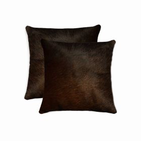 18" x 18" x 5" Chocolate, Cowhide - Pillow 2 Pack (Pack of 1)
