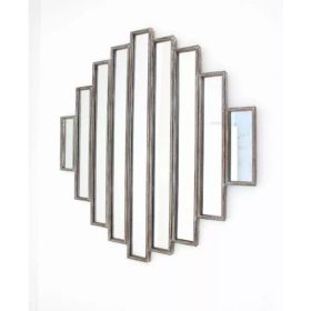 36" x 36" x 2" Silver Rustic Multi Mirrored Wall Sculpture (Pack of 1)