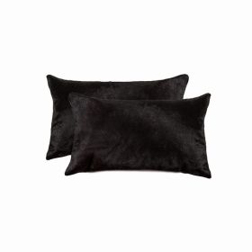 12" x 20" x 5" Black, Cowhide - Pillow 2-Pack (Pack of 1)