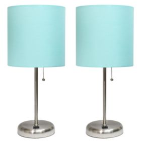 LimeLights Stick Lamp with USB charging port and Fabric Shade 2 Pack Set (Pack of 2)