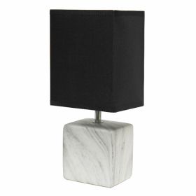 Simple Designs Petite Marbled Ceramic Table Lamp with Fabric Shade (Pack of 1)