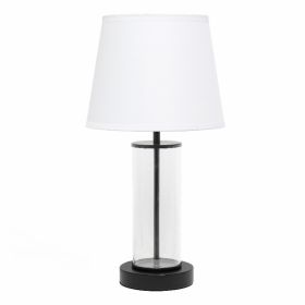 Simple Designs Encased Metal and Clear Glass Table Lamp (Pack of 1)