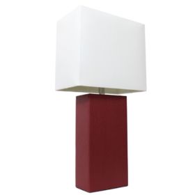 Elegant Designs Modern Leather Table Lamp with White Fabric Shade (Pack of 1)