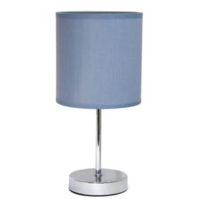 Simple Designs Chrome Mini Basic Table Lamp with Fabric Shade (Pack of 1)