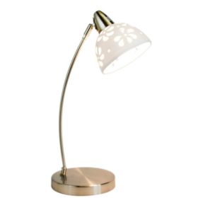 Simple Designs Brushed Nickel Desk Lamp with White Porcelain Flower Shade (Pack of 1)