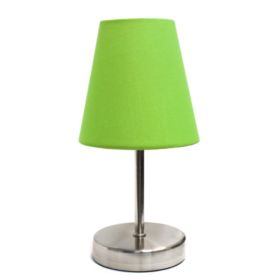 Simple Designs Sand Nickel Mini Basic Table Lamp with Fabric Shade (Pack of 1)
