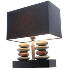 Elegant Designs Rectangular Dual Stacked Stone Ceramic Table Lamp with Shade (Pack of 1)