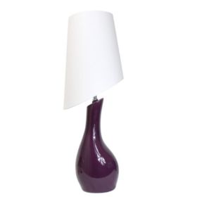 Elegant Designs Curved Purple Ceramic Table Lamp with Asymmetrical White Shade (Pack of 1)