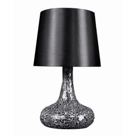 Simple Designs Mosaic Tiled Glass Genie Table Lamp with Fabric Shade (Pack of 1)