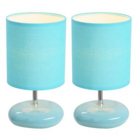 Simple Designs Stonies Small Stone Look Table Bedside Lamp (Set of 2)