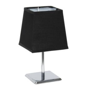 Simple Designs Mini Chrome Table Lamp with Squared Empire Fabric Shade (Pack of 1)