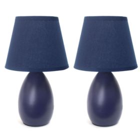 Simple Designs Mini Egg Oval Ceramic Table Lamp 2 Pack Set (Pack of 2)