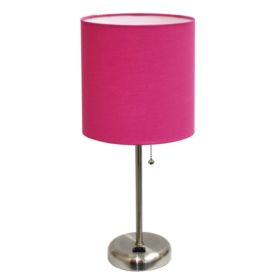 LimeLights Stick Lamp with Charging Outlet and Fabric Shade (Pack of 1)