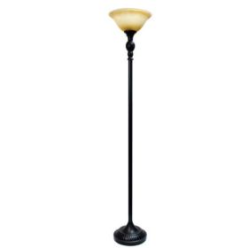 Elegant Designs 1 Light Torchiere Floor Lamp with Marbelized Glass Shade (Pack of 1)