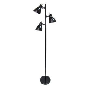 Simple Designs Metal 3-Light Tree Floor Lamp, Black Finish (Pack of 1)