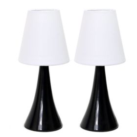 Simple Designs Valencia Colors Mini Touch Table Lamp Set with Fabric Shades (Set of 2)