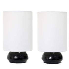Simple Designs Gemini Colors 2 Pack Mini Touch Table Lamp Set with Fabric Shades (Pack of 1 Pack of 2)