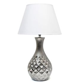 Elegant Designs Juliet Ceramic Table Lamp with Metallic Silver Base and White Fabric Shade (Pack of 1)