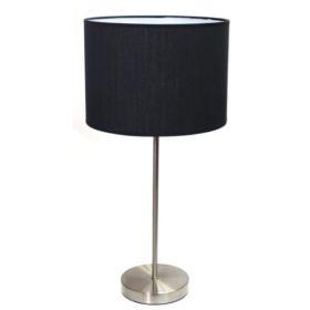 Simple Designs Brushed Nickel Stick Lamp with Fabric Shade (Pack of 1)