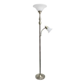 Elegant Designs 2 Light Mother Daughter Floor Lamp with White Marble Glass (Pack of 1)