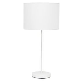 Simple Designs White Stick Lamp with Fabric Shade (Pack of 1)