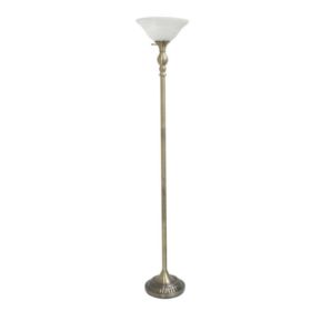 Elegant Designs 1 Light Torchiere Floor Lamp with Marbleized Glass Shade (Pack of 1)