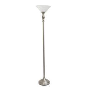 Elegant Designs 1 Light Torchiere Floor Lamp with Marbleized White Glass Shade (Pack of 1)