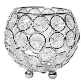 Elegant Designs Elipse Crystal Circular Bowl Candle Holder, Flower Vase, Wedding Centerpiece, Favor, 3.75 Inch (Pack of 1)