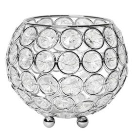 Elegant Designs Elipse Crystal Circular Bowl Candle Holder, Flower Vase, Wedding Centerpiece, Favor, 4.25 Inch (Pack of 1)