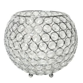 Elegant Designs Elipse Crystal Circular Bowl Candle Holder, Flower Vase, Wedding Centerpiece, Favor, 6.75 Inch (Pack of 1)