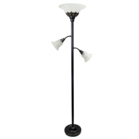 Elegant Designs 3 Light Floor Lamp with White Scalloped Glass Shades (Pack of 1)
