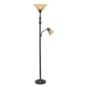 Elegant Designs 2 Light Mother Daughter Floor Lamp with Amber Marble Glass Shades (Pack of 1)