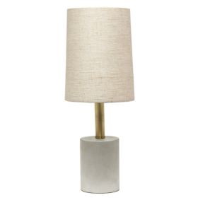 Lalia Home Antique Brass Concrete Table Lamp with Linen Shade (Pack of 1)