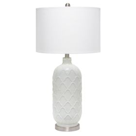 Lalia Home Argyle Classic White Table Lamp with Fabric Shade (Pack of 1)