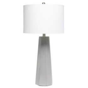 Lalia Home Concrete Pillar Table Lamp with White Fabric Shade (Pack of 1)